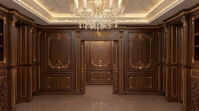 Panelled entrance wall
