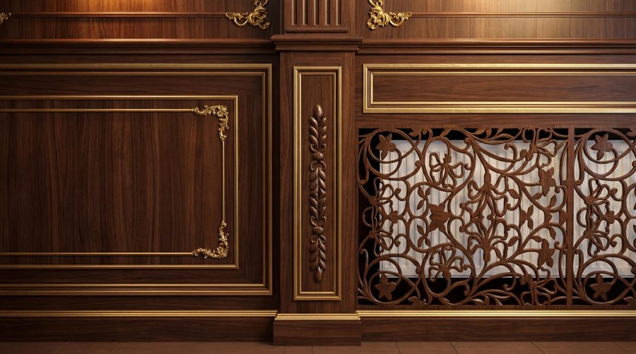 Carved timber screen detail