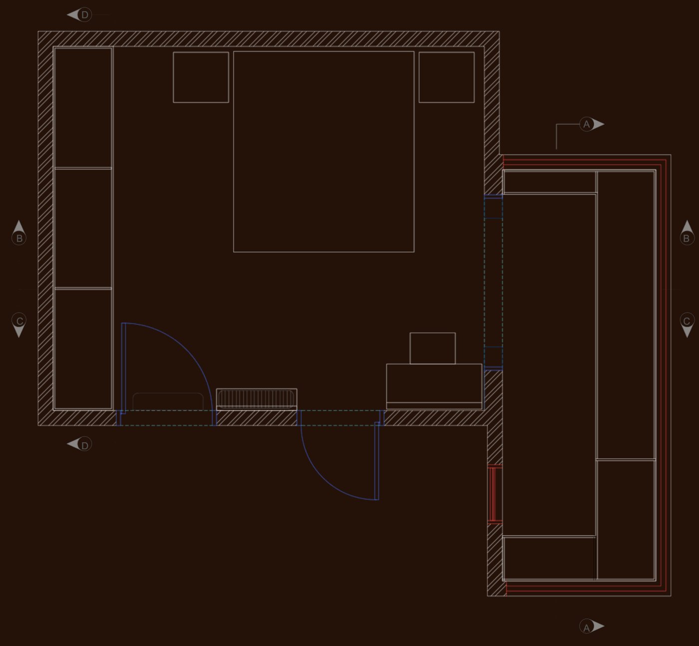 Bedroom and dressing room plan