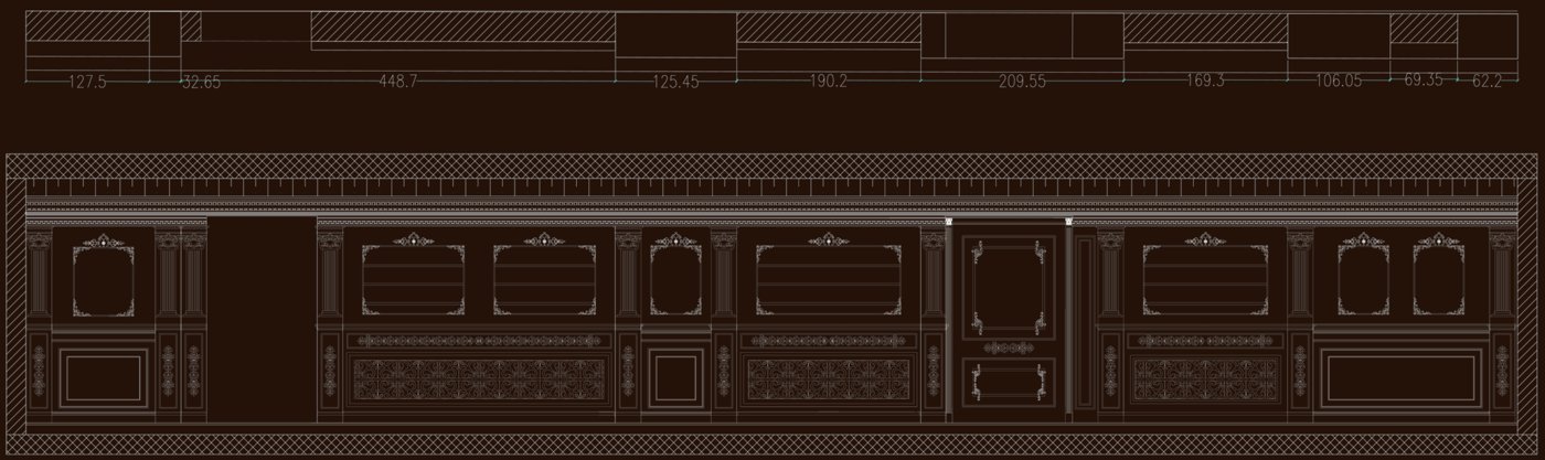 Chapel wall elevation drawing with dimensions
