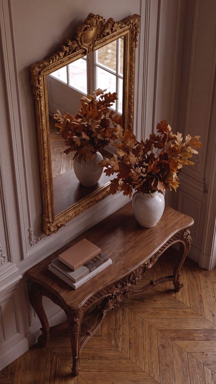 Console table with gilded mirror